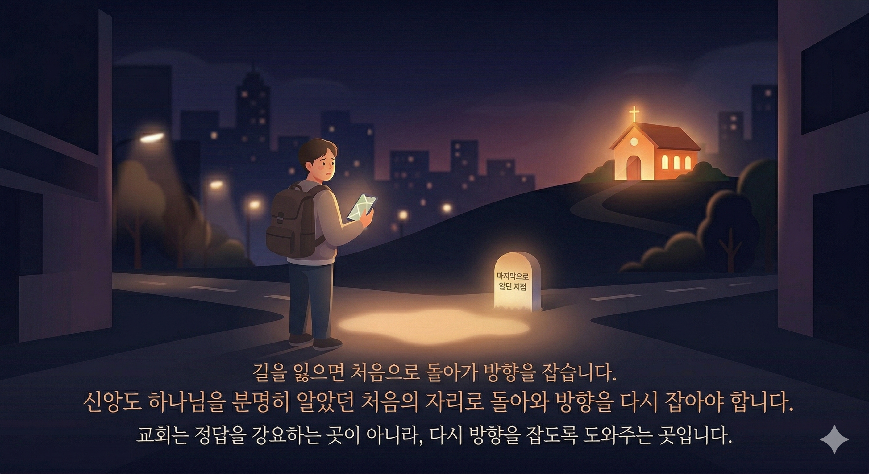 길을 잃었을 때 처음의 자리로 돌아가는 묵상 이미지